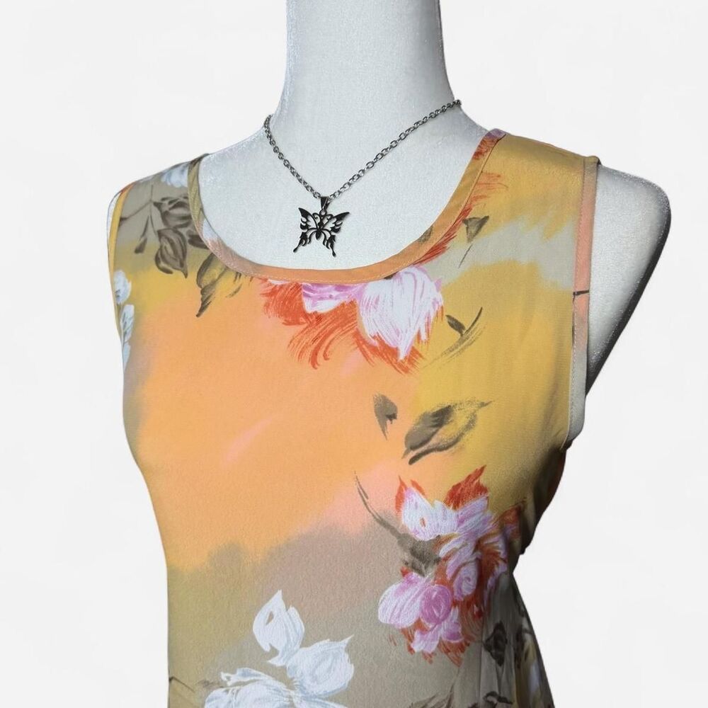 Vintage Y2K Yellow Floral Sleeveless Whimsy Fairy Cottagecore Dress - Picture 3 of 8